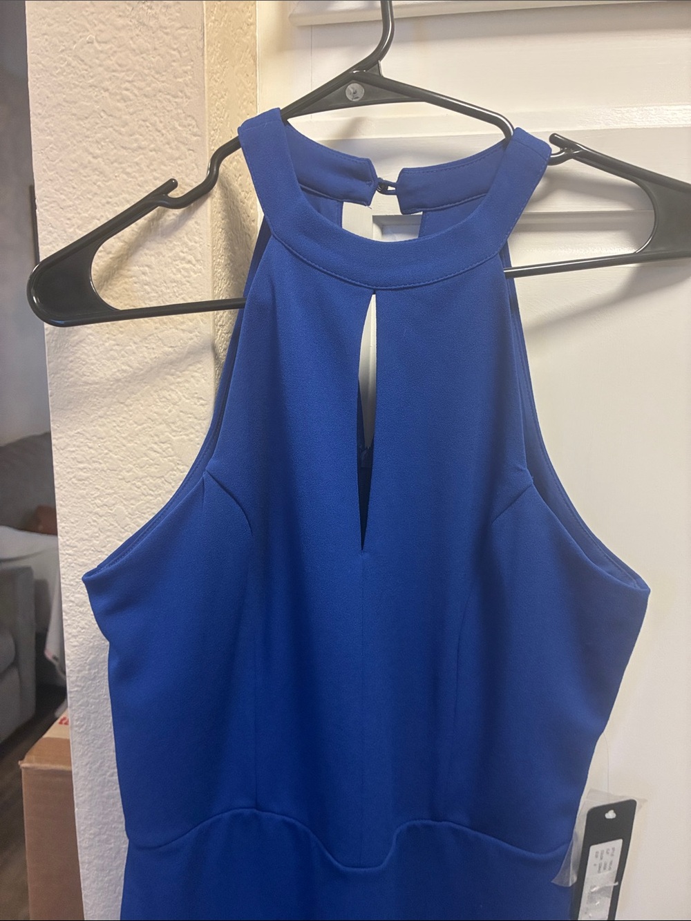 bebe cobalt Blue Halter Midi Dress with Flared Hem NWT - Picture 4 of 14